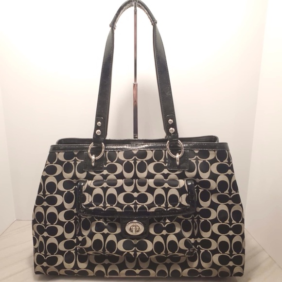 Coach F19188 Penelope Satchel in Black Logo Print - Picture 2 of 15
